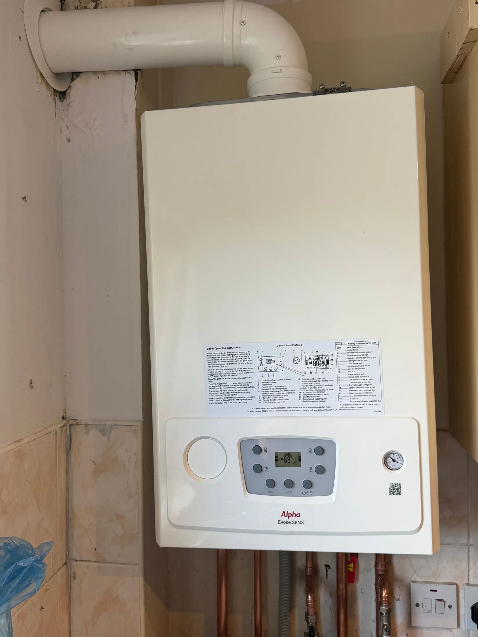 Alpha Evoke 28NX combi boiler installed in a Glasgow home